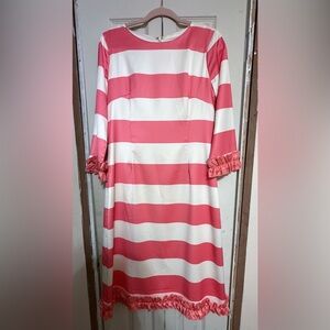 Dainty Jewells Coral and White Striped Midi Dress